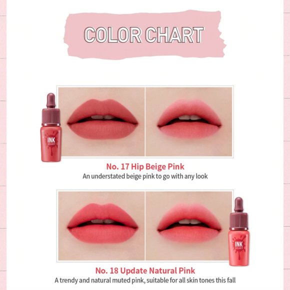 Peripera INK Velvet Lip Tint (#18 Update Natural Pink) NEW - Picture 4 of 5